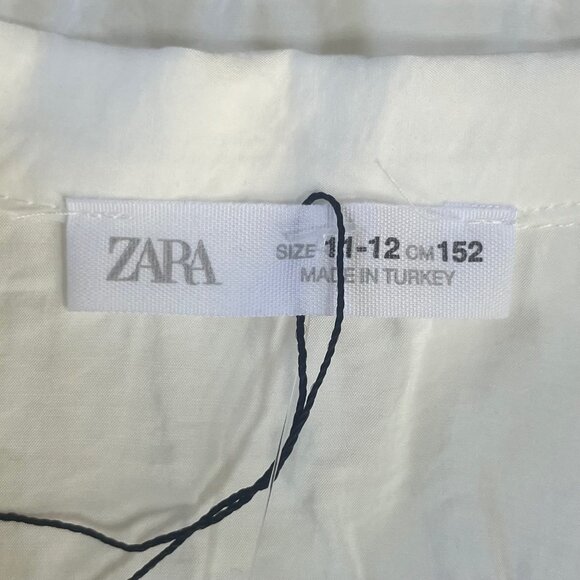 Zara Button Front Cropped Shirt Girls Size 11-12 White New WOT - Picture 5 of 7